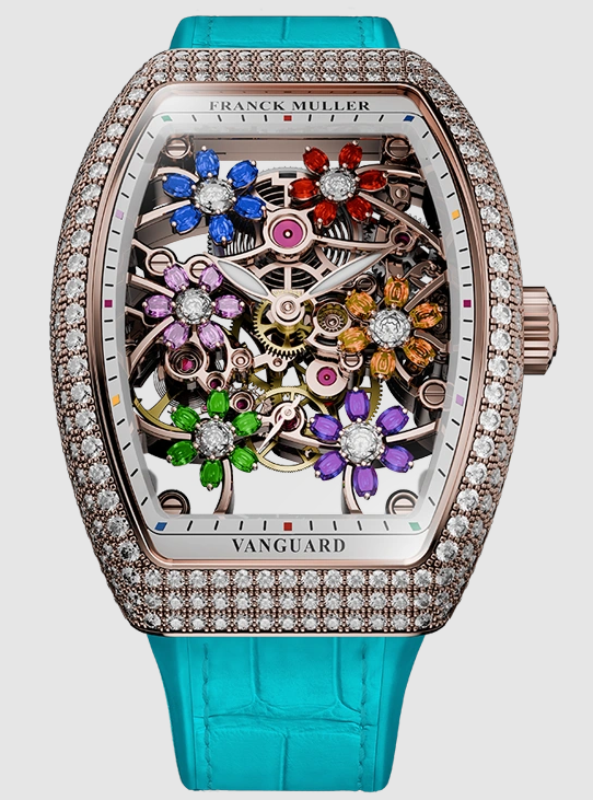 Buy Franck Muller Vanguard Curvex Cut Flower Replica Watch for sale Cheap Price V 32 S6 SQT CURVEX FLOWER COL DRM D